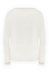 White jumper for women Panicale - contrasting stripes on the cuffs and neck. 70% wool, 20% silk, 10% cashmere. Country of manufacture: Italy. Care: specialized cleaning - photo 6