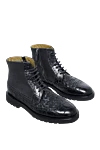 Tardini Men's leather and alligator leather boots in black - Alligator inserts, textured leather. 100% leather, 100% alligator. Closure: Lace-up, zipper. Sole Height: 1.5cm. Outsole: Other materials. Country of manufacture: Italy. Care: specialized cleaning - photo 3