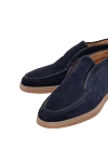 Santoni Blue suede boots for men - contrast sole. heel height 2 cm. 100% suede. Country of manufacture: Italy. Care: specialized cleaning - photo 5