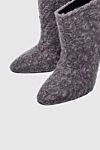 Stephen Venezia Women's gray leather boots with a textured surface - contrast heel. leather, fur. Heel height: 12 centimeters. Country of manufacture: Italy. Care: specialized cleaning - photo 5