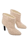 Stephen Venezia Women's beige leather boots with a textured surface - contrast heel. leather, fur. Heel height: 12 centimeters. Country of manufacture: Italy. Care: specialized cleaning - photo 3