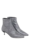 Stephen Venezia Women's gray leather boots with a checkered pattern - checkered pattern. leather. Heel height: 3 centimeters. Country of manufacture: Italy. Care: specialized cleaning - photo 3