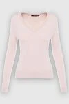 Biancalancia Pink nylon and viscose jumper for women - V-neck. 57% nylon, 43% viscose. Country of manufacture: Italy. Care: specialized cleaning - photo 1