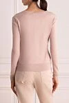 Pink nylon and viscose jumper for women Biancalancia - V-neck. 57% nylon, 43% viscose. Country of manufacture: Italy. Care: specialized cleaning - photo 4