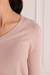 Biancalancia Pink nylon and viscose jumper for women - V-neck. 57% nylon, 43% viscose. Country of manufacture: Italy. Care: specialized cleaning - photo 5