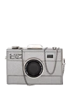 Olga Berg Gray metal clutch for women - camera. Fastener: magnetic button. metal, leather. Country of manufacture: Italy. Care: specialized cleaning - photo 5