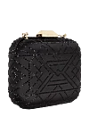 Olga Berg Black rhinestone clutch for women - crystals, chain. Fastener: button. Swarovski crystals. Country of manufacture: Italy. Care: specialized cleaning - photo 3