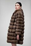 Women's brown sable fur coat Fabio Gavazzi - 100% natural sable fur. Closure: hooks. two side pockets. Country of manufacture: Italy. Care: specialized cleaning - photo 4