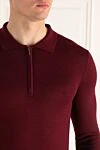 Cesare di Napoli Long-sleeved polo with wool and cashmere burgundy men's - Long sleeve. 70% cashmere, 30% wool. Closure: Zipper. Country of manufacture: Italy. Care: specialized cleaning - photo 5