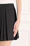 Celine Шерстяная плиссированная мини-юбка темно-серого цвета в клетку - узор клетка. 100% шерсть. молния. Страна производитель: Франция. Уход: специализированная чистка - фото 5