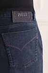 Zilli Blue cotton jeans for men - logo, contrasting seams. 98% cotton, 2% elastane. Closure: button, zipper. Three side pockets, two back pockets. Country of manufacture: Italy. Care: specialized cleaning - photo 5