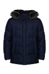 Enrico Mandelli Men's down jacket made of wool and cashmere blue - Sewn-in collar with fur. 93% wool, 7% cashmere, 100% fur. Closure: Zipper. Two side pockets, two inside pockets. Country of manufacture: Italy. Care: specialized cleaning - photo 1