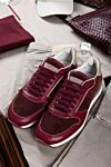 Burgundy leather sneakers for men Brunello Cucinelli - contrast heel, contrast sole. 100% genuine leather. lacing. sole height 2cm. Country of manufacture: Italy. Care: specialized cleaning - photo 8