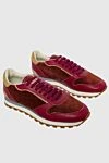 Brunello Cucinelli Burgundy leather sneakers for men - contrast heel, contrast sole. 100% genuine leather. lacing. sole height 2cm. Country of manufacture: Italy. Care: specialized cleaning - photo 3