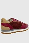 Burgundy leather sneakers for men Brunello Cucinelli - contrast heel, contrast sole. 100% genuine leather. lacing. sole height 2cm. Country of manufacture: Italy. Care: specialized cleaning - photo 4