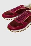 Brunello Cucinelli Burgundy leather sneakers for men - contrast heel, contrast sole. 100% genuine leather. lacing. sole height 2cm. Country of manufacture: Italy. Care: specialized cleaning - photo 5