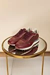 Burgundy leather sneakers for men Brunello Cucinelli - contrast heel, contrast sole. 100% genuine leather. lacing. sole height 2cm. Country of manufacture: Italy. Care: specialized cleaning - photo 6