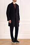 Brunello Cucinelli Пальто з кашеміру синє чоловіче - Візерунок клітка. 100% кашемір. Гудзики. Дві бічні кишені, дві внутрішні кишені. 100% шовк. Країна виробник: Італія. Догляд: спеціалізоване чищення - фото 3