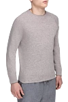 Brunello Cucinelli Джемпер из шерсти, кашемира и шелка серый мужской - 60% шерсть, 30% кашемир, 10% шёлк. Страна производитель: Италия. Уход: специализированная чистка - фото 3