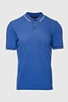 Brunello Cucinelli Polo from cotton blue for men - Contrasting stripes on the collar. 100% cotton. Buttons. Country of manufacture: Italy. Care: specialized cleaning - photo 1