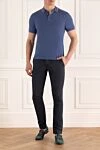 Polo from cotton blue for men Brunello Cucinelli - Contrasting stripes on the collar. 100% cotton. Buttons. Country of manufacture: Italy. Care: specialized cleaning - photo 2