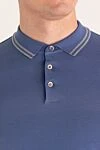 Brunello Cucinelli Polo from cotton blue for men - Contrasting stripes on the collar. 100% cotton. Buttons. Country of manufacture: Italy. Care: specialized cleaning - photo 5