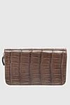 Cesare di Napoli Men's brown alligator leather clutch - Textured leather. 100% alligator skin. Closure: Zipper. Two compartments. Country of manufacture: Italy. Care: specialized cleaning - photo 1