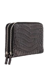 Cesare di Napoli Men's clutch bag in gray alligator leather - Textured leather. 100% alligator skin. Closure: Zipper. Two compartments. Country of manufacture: Italy. Care: specialized cleaning - photo 3