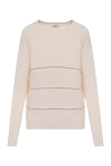 Peserico White jumper for women - horizontal stripes. 70% wool, 20% silk, 10% cashmere. Country of manufacture: Italy. Care: specialized cleaning - photo 1