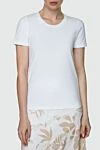 Organic Basics Women's basic white fitted T-shirt - 95% cotton, 5% elastane. Country of manufacture: Italy. Care: specialized cleaning - photo 3