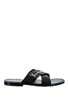 Billionaire Black leather flip flops for men - metal brand logo. leather interior, heel height 2 cm. 100% leather. polyurethane. Country of manufacture: Italy. Care: specialized cleaning - photo 1