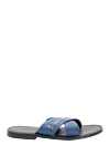 Billionaire Blue leather slippers for men - metal brand logo. leather interior, heel height 2 cm. 100% leather. polyurethane. Country of manufacture: Italy. Care: specialized cleaning - photo 1