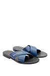 Billionaire Blue leather slippers for men - metal brand logo. leather interior, heel height 2 cm. 100% leather. polyurethane. Country of manufacture: Italy. Care: specialized cleaning - photo 3