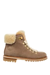 Cesare di Napoli Women's beige nubuck boots with fur - freebie decorated with fur. nubuck, fur. Heel height: 2 centimeters. lacing. Country of manufacture: Italy. Care: specialized cleaning - photo 1