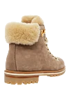 Women's beige nubuck boots with fur Cesare di Napoli - freebie decorated with fur. nubuck, fur. Heel height: 2 centimeters. lacing. Country of manufacture: Italy. Care: specialized cleaning - photo 4