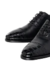 Pellettieri di Parma Men's black leather shoes - Textured leather inserts. 100% genuine leather, 100% crocodile skin. Fastener: Buckle. Interior finish: Leather. Insole: Leather. Heel height: 2 cm. Other materials. Country of manufacture: Italy. Care: specialized cleaning - photo 5