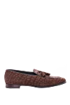 Pellettieri di Parma Brown Alligator Loafers for men - contrast sole, textured leather, tassels. heel height 2 cm. 100% alligator skin. Country of manufacture: Italy. Care: specialized cleaning - photo 1