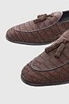 Pellettieri di Parma Brown Alligator Loafers for men - contrast sole, textured leather, tassels. heel height 2 cm. 100% alligator skin. Country of manufacture: Italy. Care: specialized cleaning - photo 5