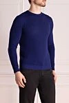 Dalmine Cotton jumper blue for men - Textured pattern. 100% cotton. Country of manufacture: Italy. Care: specialized cleaning - photo 3