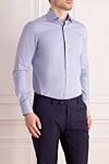 Alessandro Gherardi Blue cotton shirt for men - 100% cotton. Closure: buttons. Country of manufacture: Italy. Care: specialized cleaning - photo 3