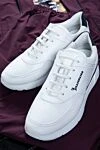 White leather sneakers for men Billionaire - logo print. 100% genuine leather. lacing. sole height 2cm. Country of manufacture: Italy. Care: specialized cleaning - photo 8