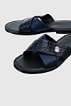 Billionaire Blue leather slippers for men - line binding, metal brand logo. leather interior, heel height 2 cm. 100% leather. Country of manufacture: Italy. Care: specialized cleaning - photo 5