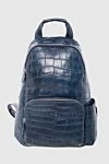 Cesare di Napoli Backpack made of crocodile leather blue for men - textured leather. 100% crocodile skin. front pocket and side pocket. Closure: Zipper. Country of manufacture: Italy. Care: specialized cleaning - photo 1