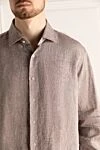 Alessandro Gherardi Men's brown cotton shirt - abstract pattern. 100% linen. Closure: buttons. Country of manufacture: Italy. Care: specialized cleaning - photo 5