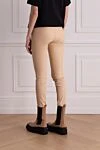 Women's leather pants in beige with a black waistband DROMe - Decoration: contrasting elastic belt. 100% leather. elastic belt. Country of manufacture: Italy. Care: specialized cleaning - photo 4