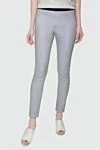 DROMe Gray leather trousers for women - Decoration: contrasting elastic belt. 100% leather. elastic belt. Country of manufacture: Italy. Care: specialized cleaning - photo 3