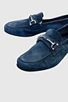 Andrea Ventura Blue suede loafers for men - buckle. 100% suede. Sole Height: Heel Height 2cm. Country of manufacture: Italy. Care: specialized cleaning - photo 5