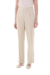 Max&Moi Women's classic high-waisted pants white - buckle. viscose, wool, elastane. hook, zipper. Country of manufacture: Italy. Care: specialized cleaning - photo 3