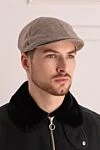 Beige cashmere cap for men Corneliani - Logo embroidery. 100% cashmere. Country of manufacture: Italy. Care: specialized cleaning - photo 2