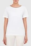 Peserico White womens T-shirt with a contrasting stripe on the neckline - contrasting stripe on the neck. 97% cotton, 3% elastane. Country of manufacture: Italy. Care: specialized cleaning - photo 3